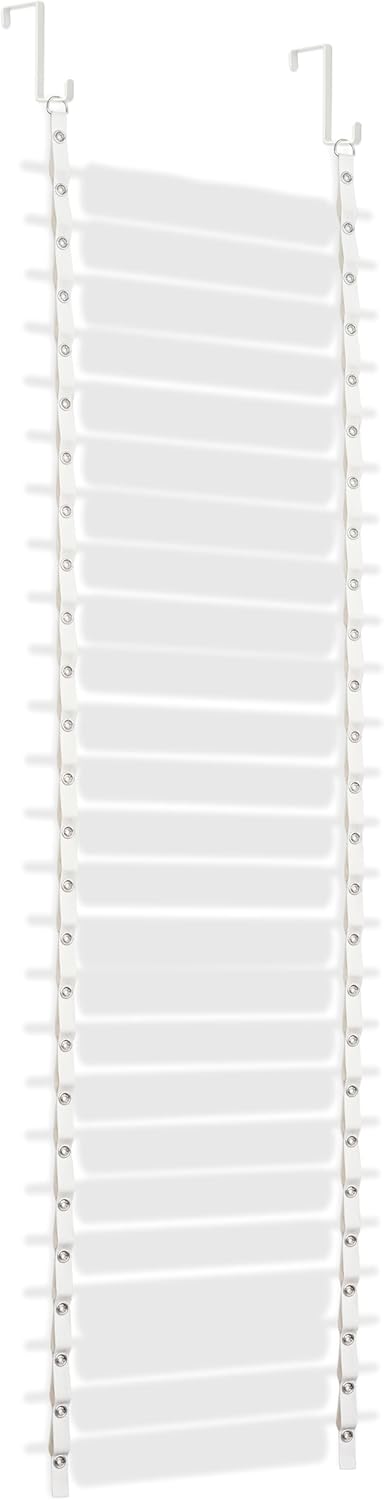 Vinyl Roll Holder, 25 Rolls, Craft Roll Storage and Organizer, Cotton Straps and Wood Dowels, with Door Hanging Hooks