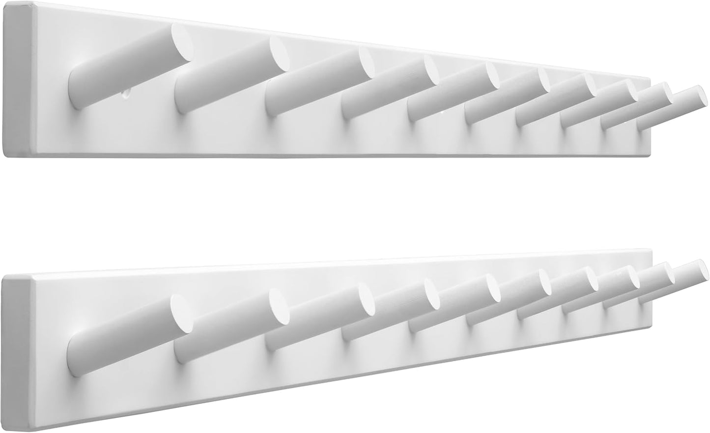 SKOLOO Wood Coat Rack Wall Mounted,10 Peg Long Bamboo Hook for Hanging Backpack Coat Towel Hat,16'' Hole to Hole,Natural