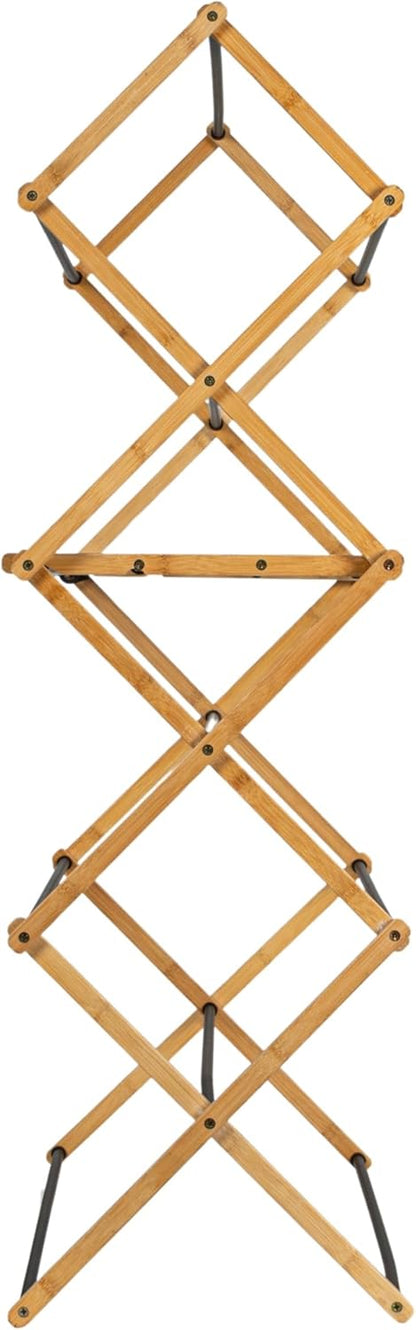 Household Essentials Bamboo Folding Clothes Drying Rack | Large Capacity, 14 Coated Metal Dowels, 28 Feet of Drying Space | Eco-Friendly, Collapsible Indoor Rack for Apartments, Homes & Dorms