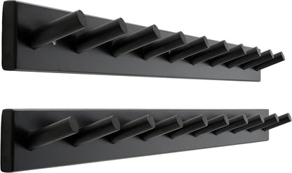 SKOLOO Wood Coat Rack Wall Mounted,10 Peg Long Bamboo Hook for Hanging Backpack Coat Towel Hat,16'' Hole to Hole,Natural