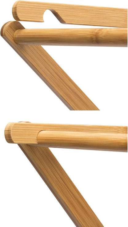 Household Essentials Bamboo Folding Clothes Drying Rack, Upscale Laundry Rack with 11 Dowels, Environmentally Friendly, Stable Frame, Shelf for Drying Flat