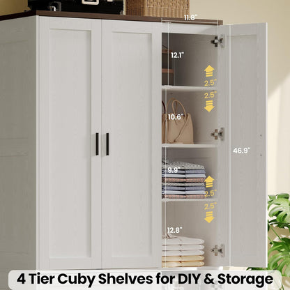 ANCTOR Freestanding Wardrobe Closet 70.6" H, Tall Armoire Wardrobe Closet 3 Doors with Hanging Rod, Drawers, Adjustable Cube Shelves and a Closed Cabinet Organizer Modern Bedroom Clothes Cabinet