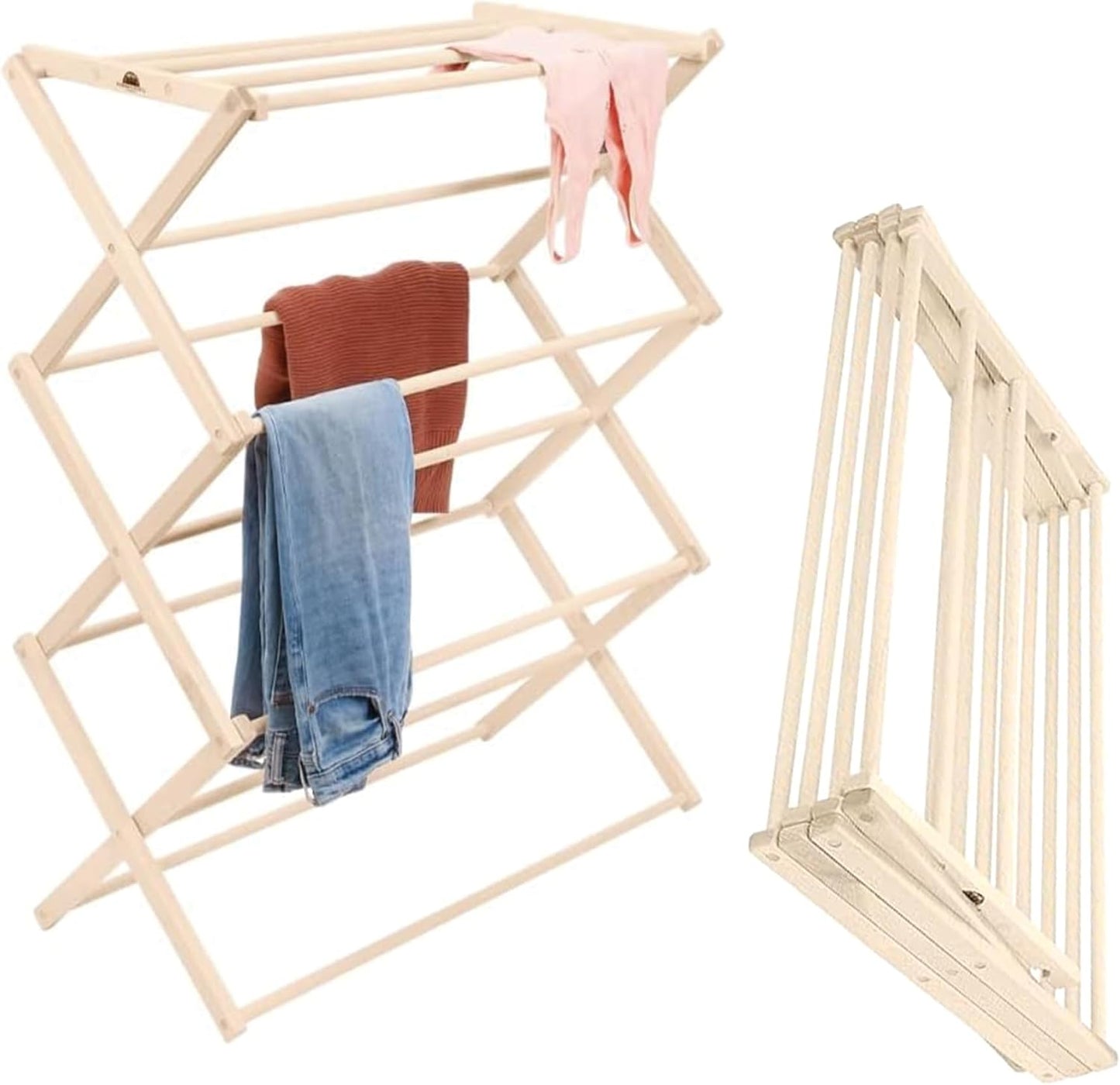 Pennsylvania Woodworks Clothes Drying Rack: Solid Maple Hard Wood Laundry Rack for Blankets, Towels, Bedding & More, Heavy Duty Folding Drying Rack, Made in USA, No Assembly Needed, XXLarge