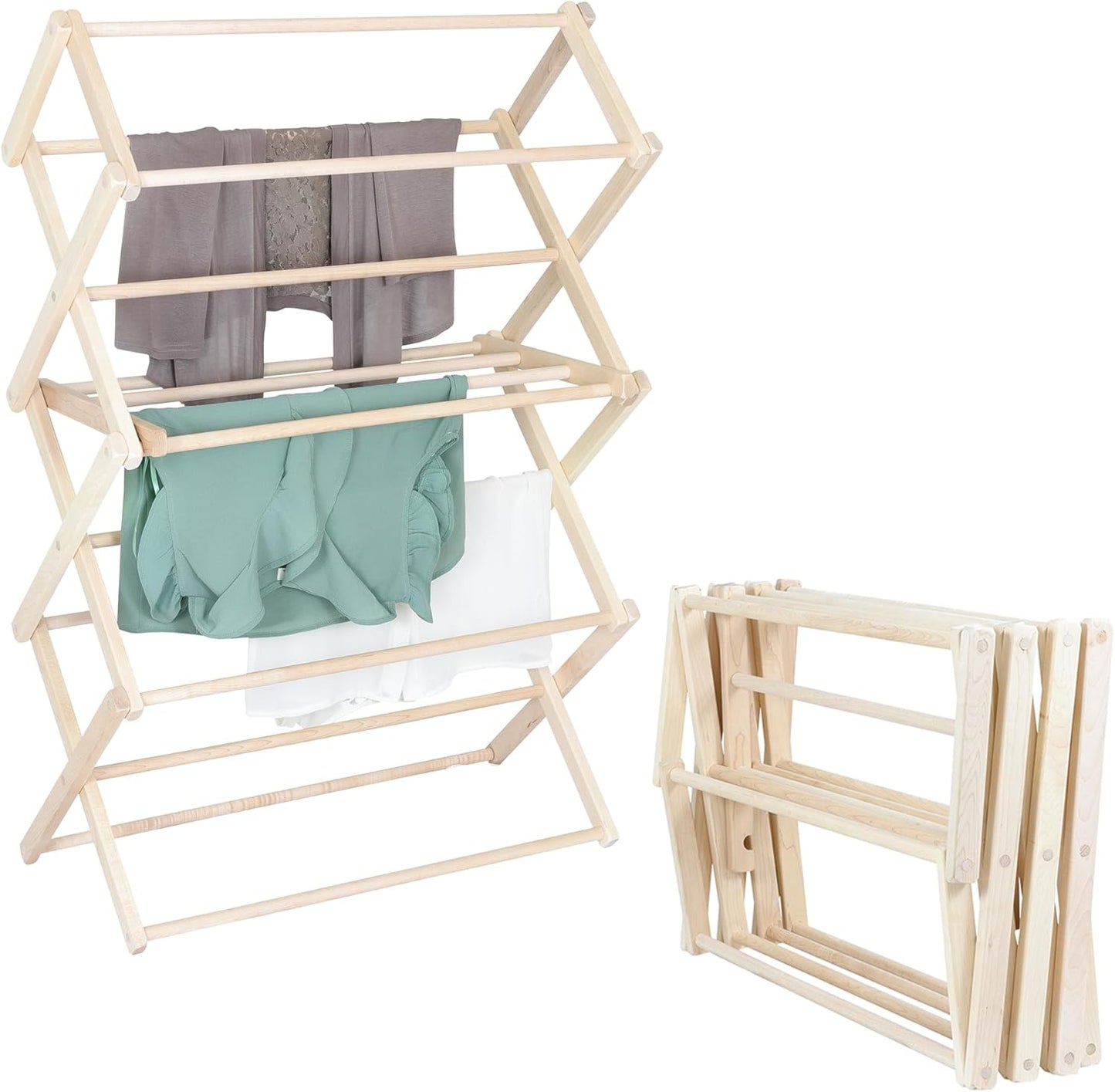 Pennsylvania Woodworks Clothes Drying Rack: Solid Maple Hard Wood Laundry Rack for Blankets, Towels, Bedding & More, Heavy Duty Folding Drying Rack, Made in USA, No Assembly Needed, XXLarge