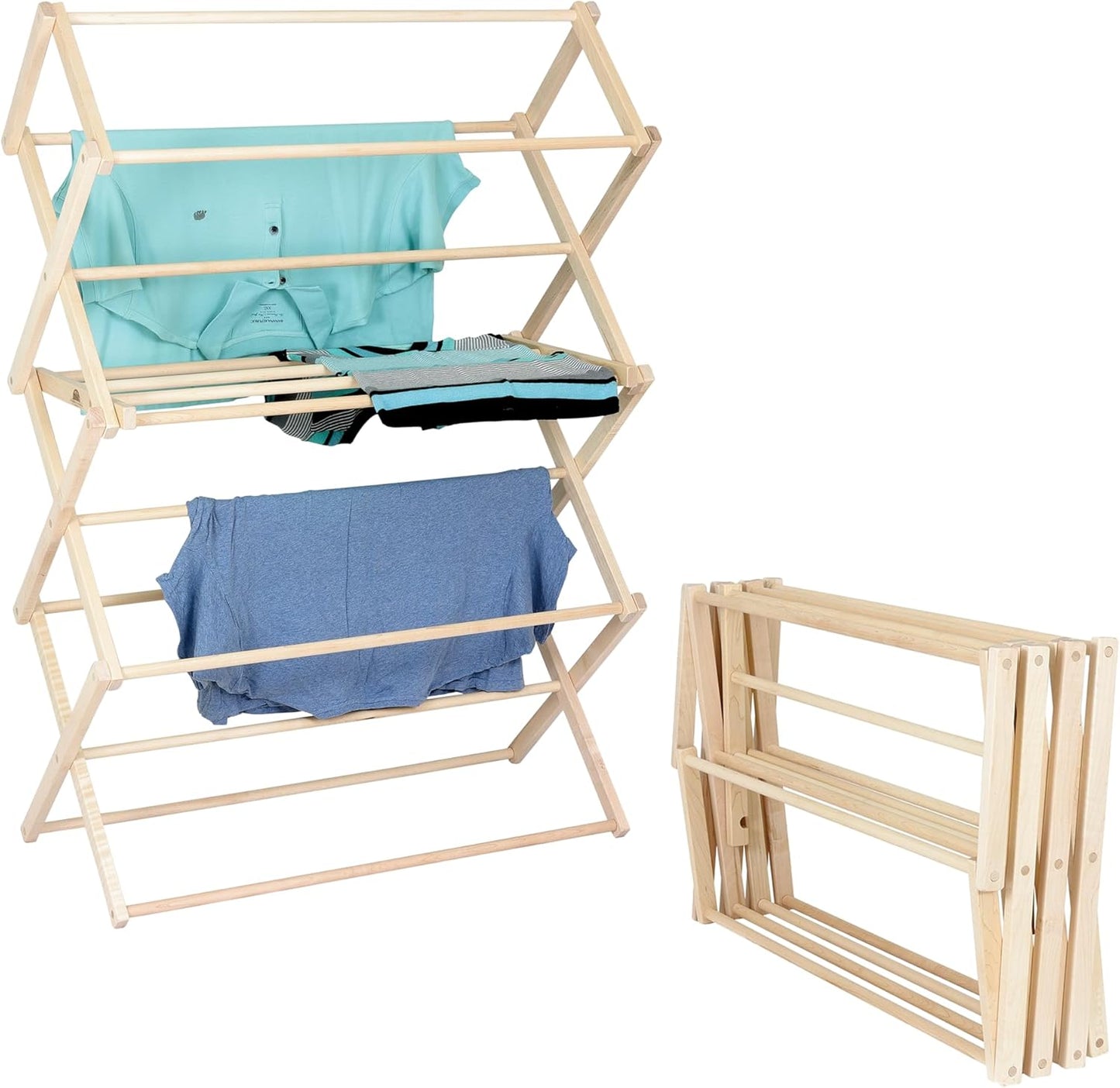 Pennsylvania Woodworks Clothes Drying Rack: Solid Maple Hard Wood Laundry Rack for Blankets, Towels, Bedding & More, Heavy Duty Folding Drying Rack, Made in USA, No Assembly Needed, XXLarge