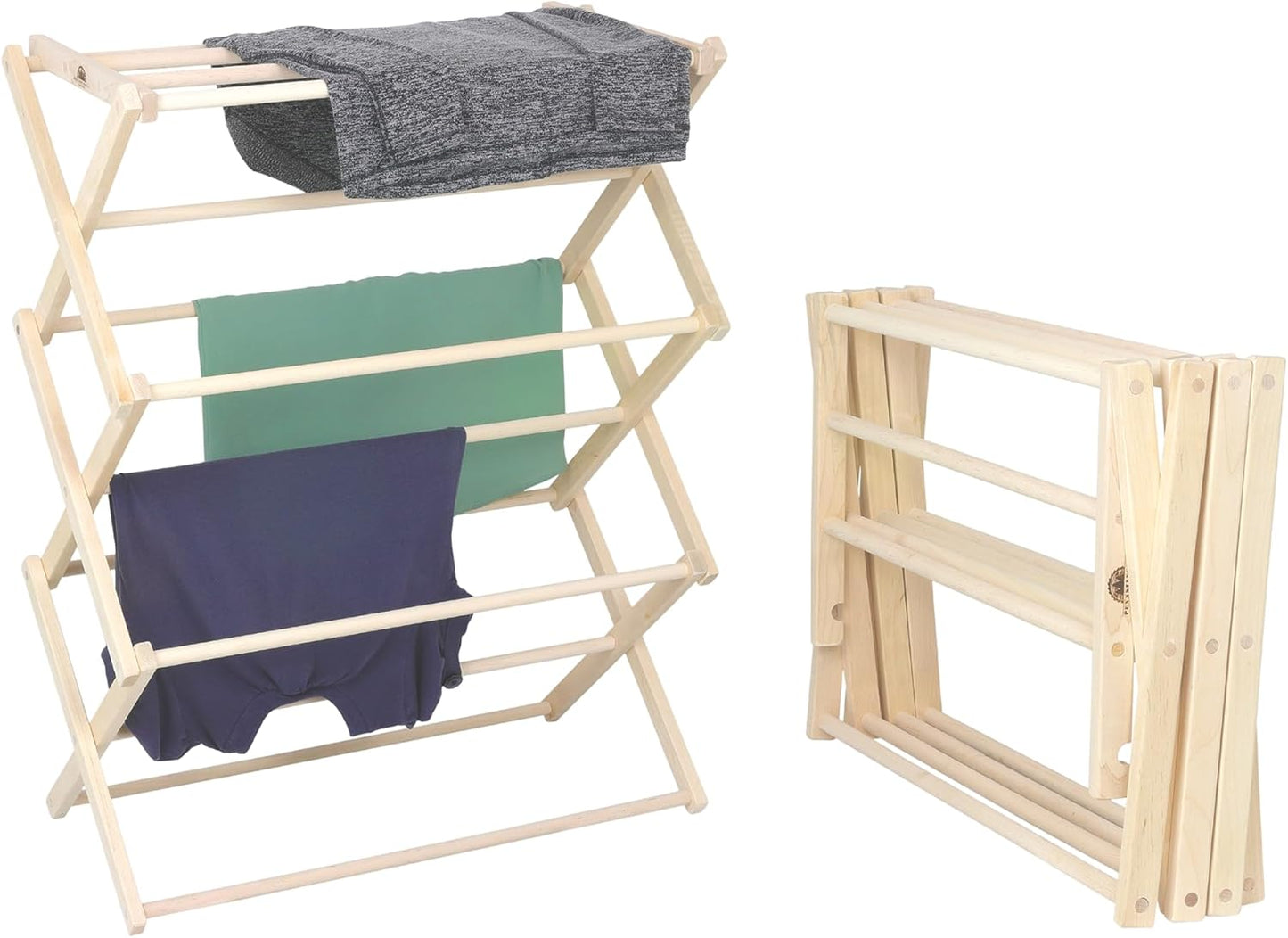 Pennsylvania Woodworks Clothes Drying Rack: Solid Maple Hard Wood Laundry Rack for Blankets, Towels, Bedding & More, Heavy Duty Folding Drying Rack, Made in USA, No Assembly Needed, XXLarge