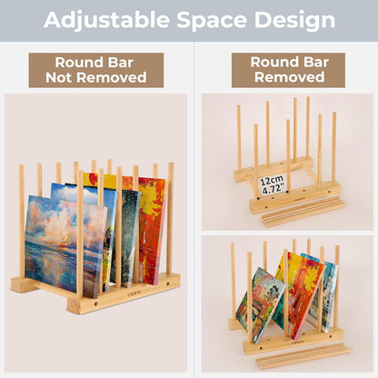 VISWIN Tabletop Art Storage Rack - Wooden Drying & Display Rack with Adjustable Slots for Organizing Canvas, Prints, Artwork, Panels, and Posters - Ideal Art Organizer for Studios & Galleries