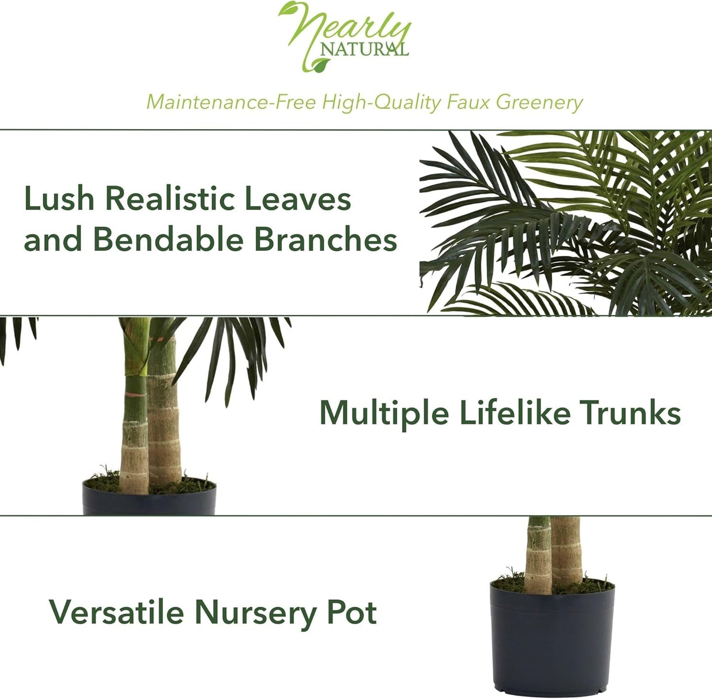 Nearly Natural 4ft Golden Cane Palm Artificial Tree