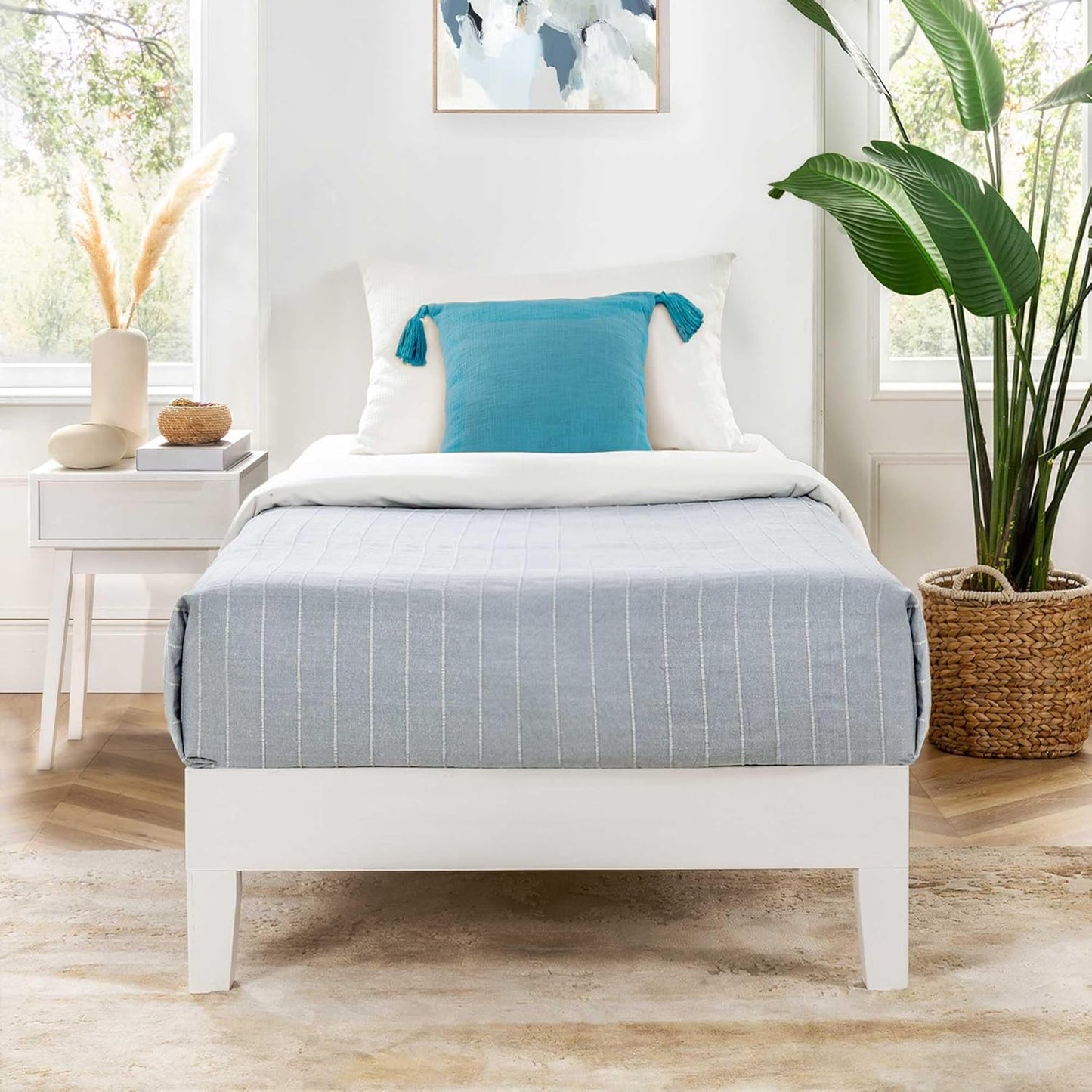 Mellow Naturalista Classic - 12 Inch Solid Wood Platform Bed with Wooden Slats, No Box Spring Needed, Easy Assembly, Full, Natural Pine