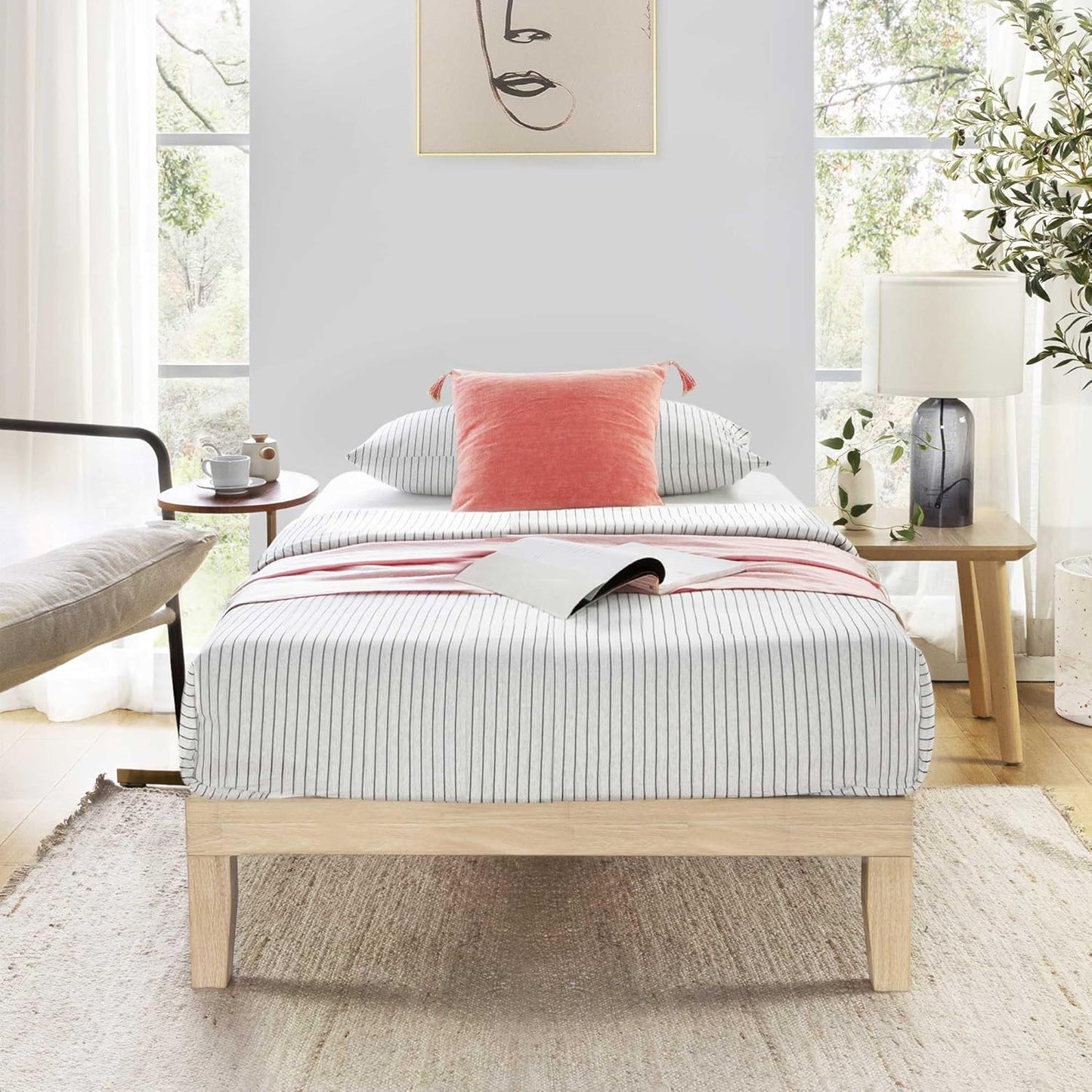 Mellow Naturalista Classic - 12 Inch Solid Wood Platform Bed with Wooden Slats, No Box Spring Needed, Easy Assembly, Full, Natural Pine