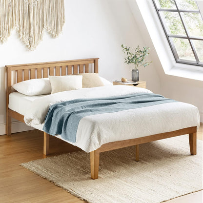 Mellow Naturalista Classic - 12 Inch Solid Wood Platform Bed with Wooden Slats, No Box Spring Needed, Easy Assembly, Full, Natural Pine