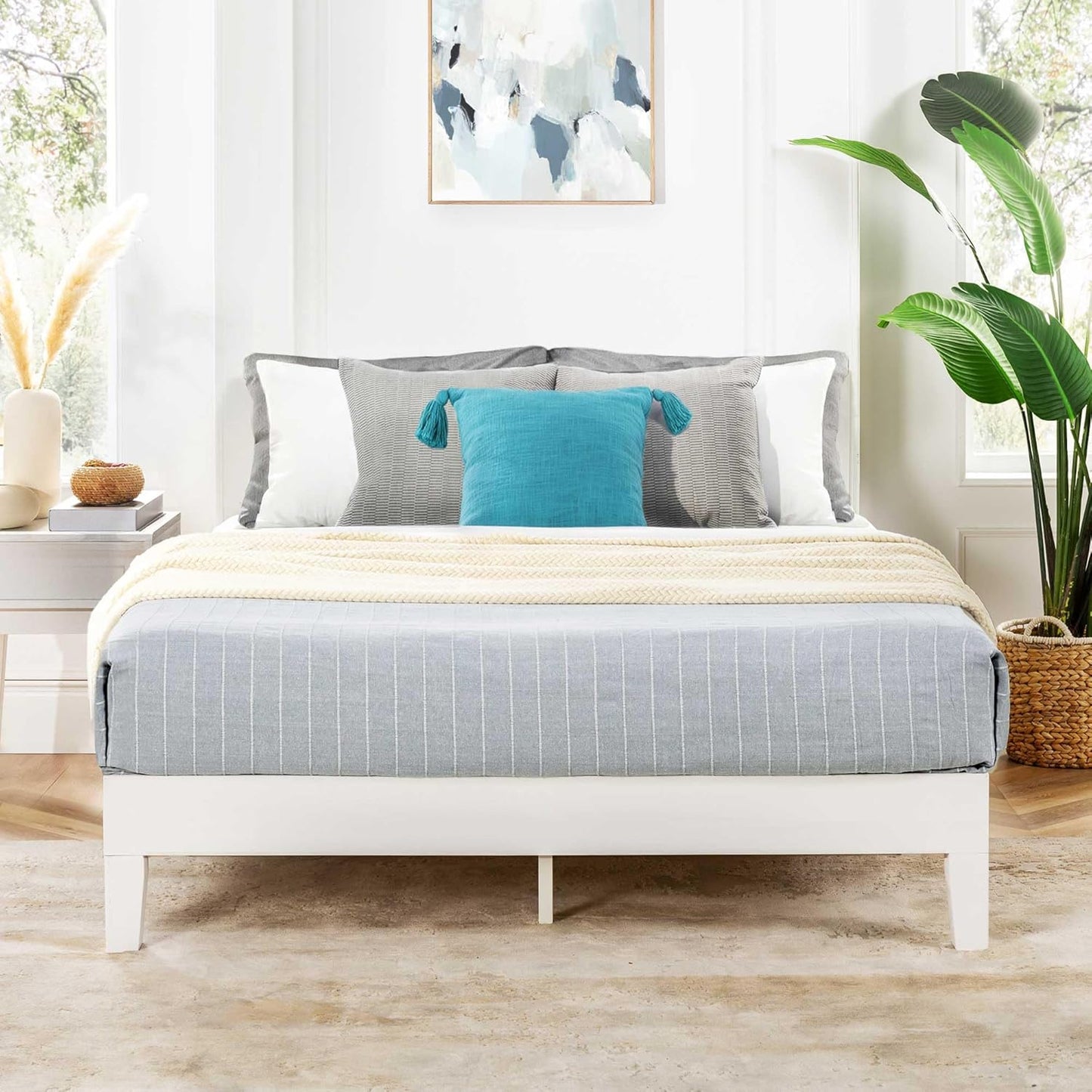 Mellow Naturalista Classic - 12 Inch Solid Wood Platform Bed with Wooden Slats, No Box Spring Needed, Easy Assembly, Full, Natural Pine