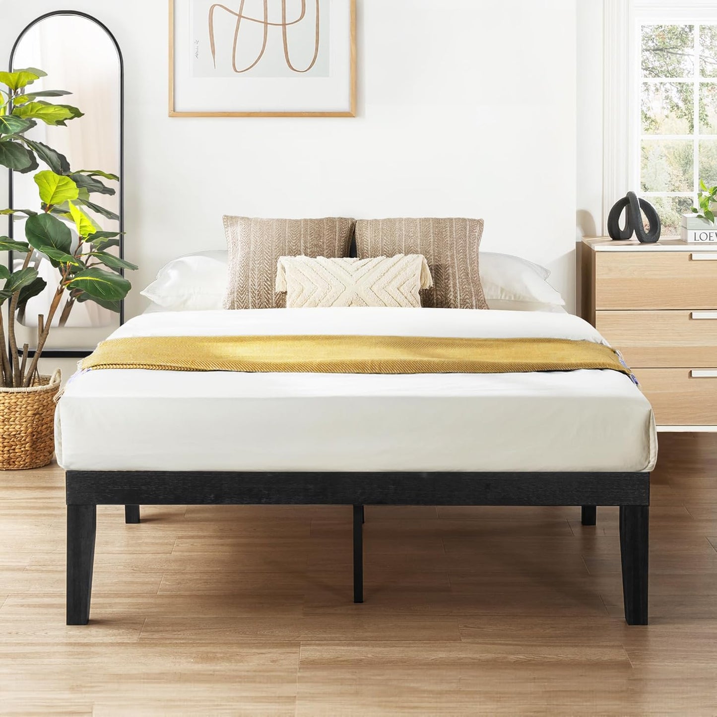Mellow Naturalista Classic - 12 Inch Solid Wood Platform Bed with Wooden Slats, No Box Spring Needed, Easy Assembly, Full, Natural Pine