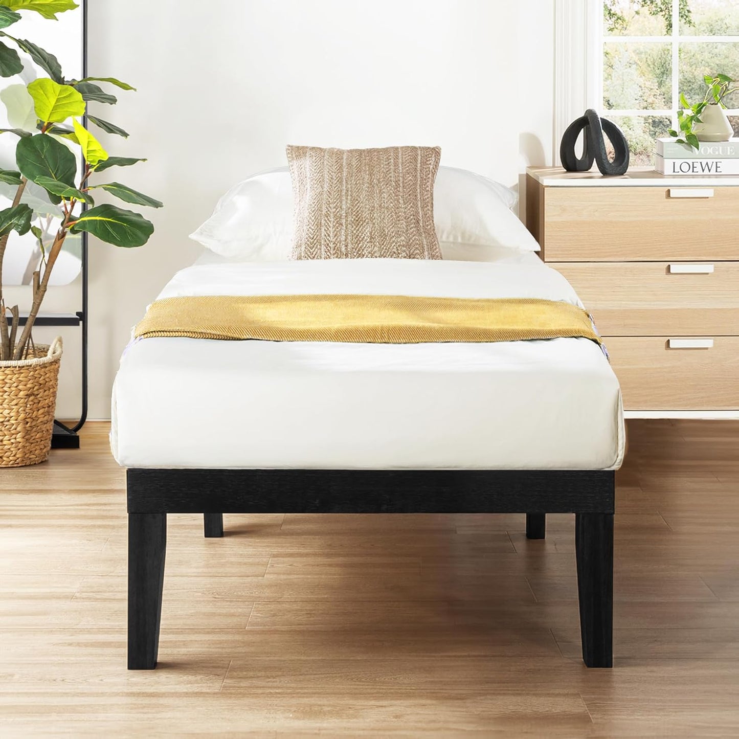 Mellow Naturalista Classic - 12 Inch Solid Wood Platform Bed with Wooden Slats, No Box Spring Needed, Easy Assembly, Full, Natural Pine