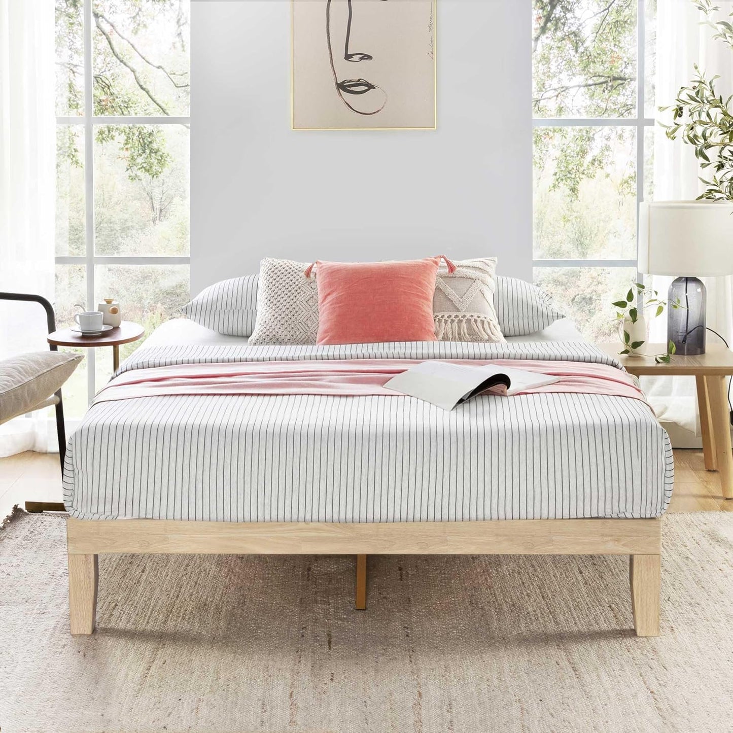 Mellow Naturalista Classic - 12 Inch Solid Wood Platform Bed with Wooden Slats, No Box Spring Needed, Easy Assembly, Full, Natural Pine