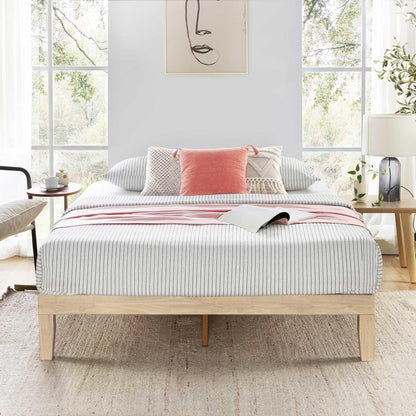 Mellow Naturalista Classic - 12 Inch Solid Wood Platform Bed with Wooden Slats, No Box Spring Needed, Easy Assembly, Full, Natural Pine