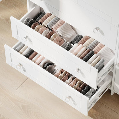 VOWNER Armoire Wardrobe Closet with Drawers and Mirror, 71" Clothing Storage Cabinet with Hanging Rod, 4 Doors Wooden Wardrobe Cabinet for Bedroom, Large Capacity Storage