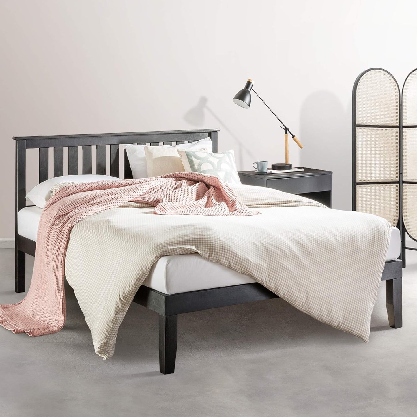 Mellow Naturalista Classic - 12 Inch Solid Wood Platform Bed with Wooden Slats, No Box Spring Needed, Easy Assembly, Queen, Pine