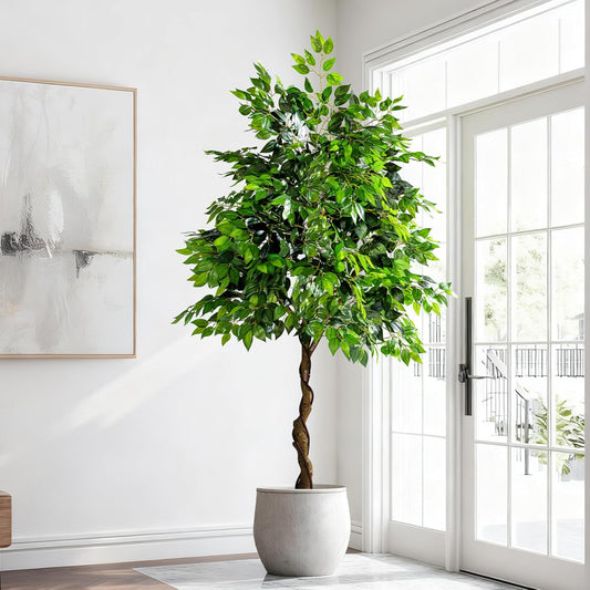 Tall Artificial ficus Tree Large Faux Trees Indoor Outdoor Realistic Floor Fake plantas for Home Living Room Master Bedroom Office Porch Outside Patio arboles artificiales para decoracion Fall Decor