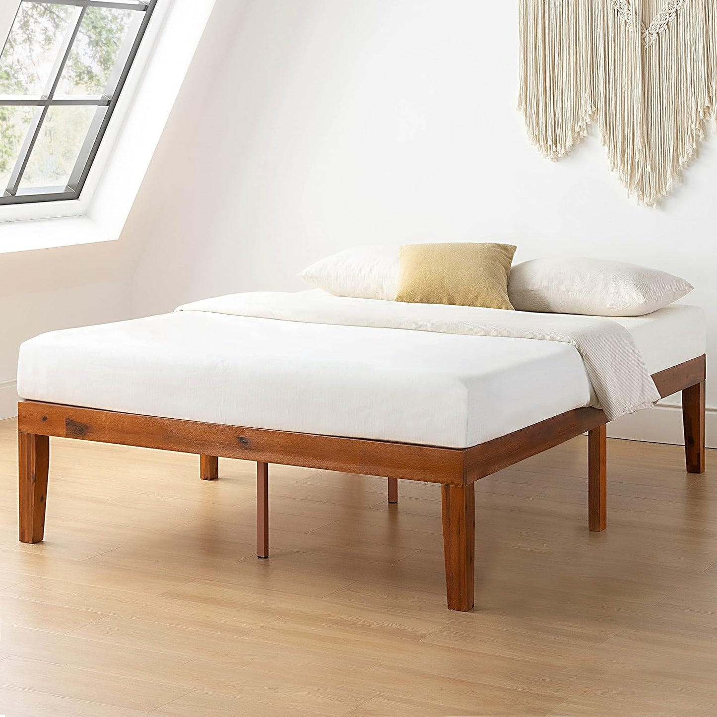 Mellow Naturalista Classic - 12 Inch Solid Wood Platform Bed with Wooden Slats, No Box Spring Needed, Easy Assembly, Full, Natural Pine