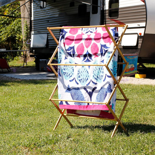 Household Essentials Bamboo Folding Clothes Drying Rack, Upscale Laundry Rack with 11 Dowels, Environmentally Friendly, Stable Frame, Shelf for Drying Flat